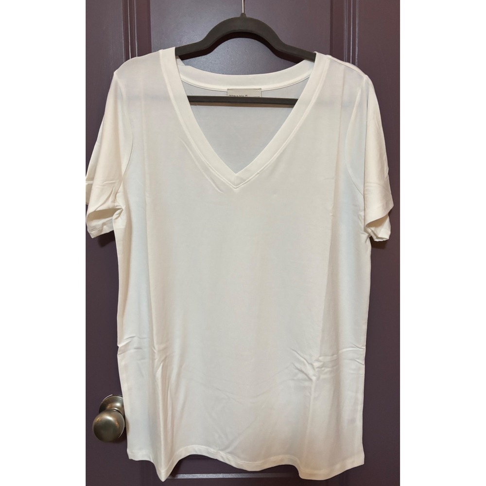 NIP Zenana V-Neck T-Shirt Womens 3X‎ White Short Sleeve Relaxed Fit RT-2109X